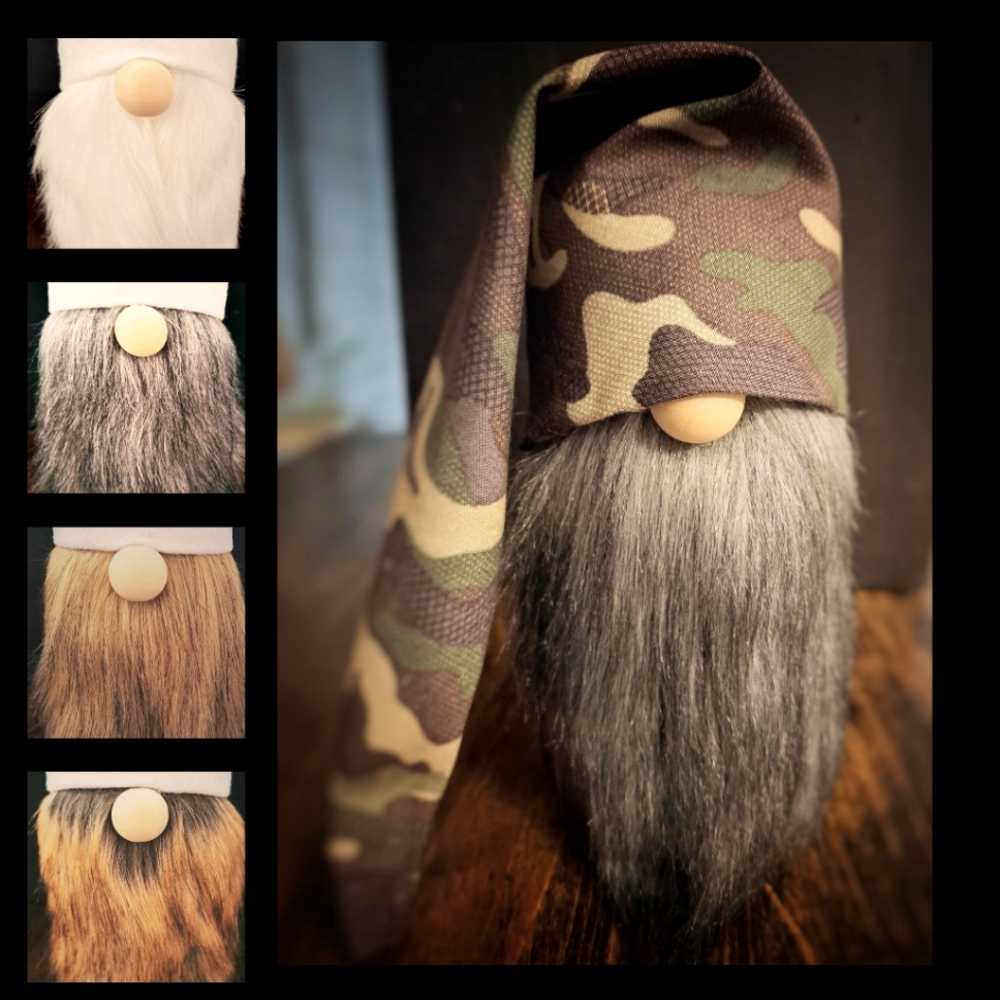 Camo Gnome Hat with Choice of Bearded Gnome Body | Changeable Gnome